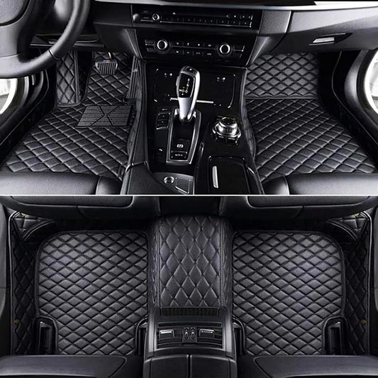 BLACK & BLACK DIAMOND STITCHING LUXURY CAR MATS