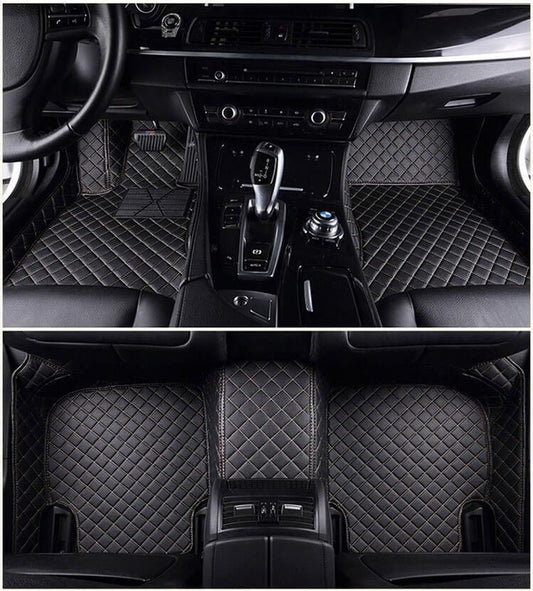 BLACK & BEIGE DIAMOND STITCHING LUXURY CAR MATS