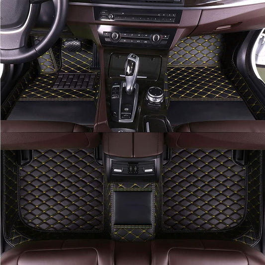 BLACK & YELLOW DIAMOND STITCHING LUXURY CAR MATS
