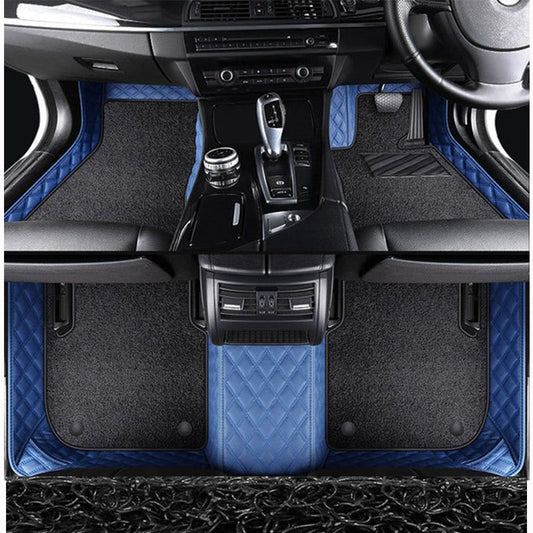 CUSTOMIZED DOUBLE-LAYER BLUE BASE WITH BLACK LOOP PILE CAR MATS