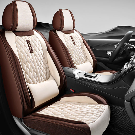 2025 New Waist Support Linen Fabric Full Coverage Car Seat Covers