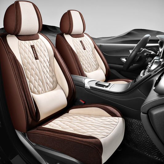 2025 New Waist Support Linen Fabric Full Coverage Car Seat Covers