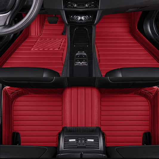 WINE RED STRIPE STITCHING LUXURY CAR MATS